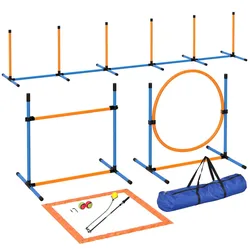 PawHut Agility Set Hunde 7-teilig Agility-Ausrüstung für Hundetraining Steckhürdenset