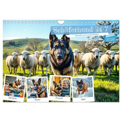 Schäferhund 24/7 - Keine Pause für echte Helden (Wandkalender 2026 DIN A4 quer), CALVENDO Monatskalender