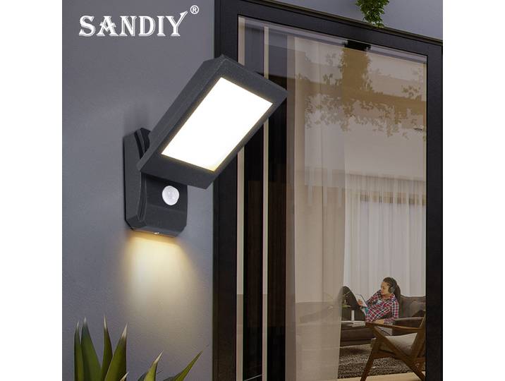 SANDIY Luminaire d'extérieur à Led avec détecteur de mouvement Luminaire de jardin Luminaire étanche Luminaire pour Porche Balcon Escalier Entrée Portail Applique murale extérieure Lampe résidentielle