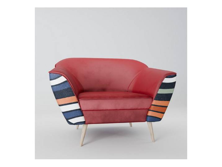SPACEREBELS Sessel Gloria, Loungesessel mit Buchenholzbeinen, Samt Riviera, SpaceRebels-Muster