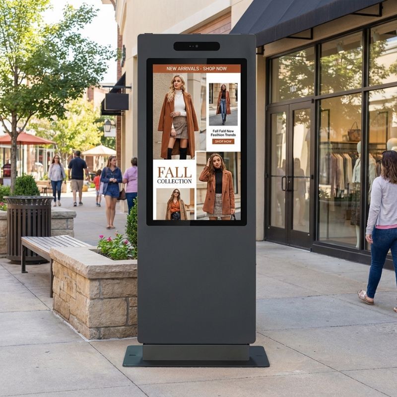 Kimex totem vidéo outdoor 55'' 3500cd Totem d'affichage numérique extérieur de 55 pouces avec haute luminosité de 3500 cd/m² et fonctionnement continu