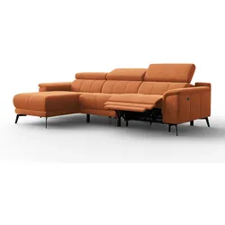 ECKSOFA FIERO 4-Sitzer LINKS, Oranger Veloursstoff