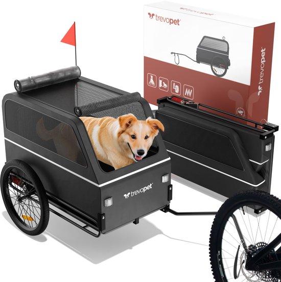 Hundekarren XL - Klappbarer Hundekarren mit Federung und Hundestufe - Geeignet für große Hunde bis 45 kg - Schwarzer Hundekarren