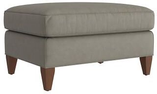 Cameron Leather Ottoman - Sage Leather, Sage Sierra - Ballard Designs