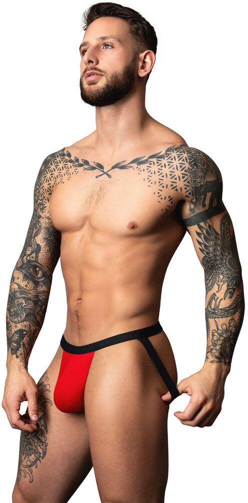 male power Jock en micro maille rouge et noir