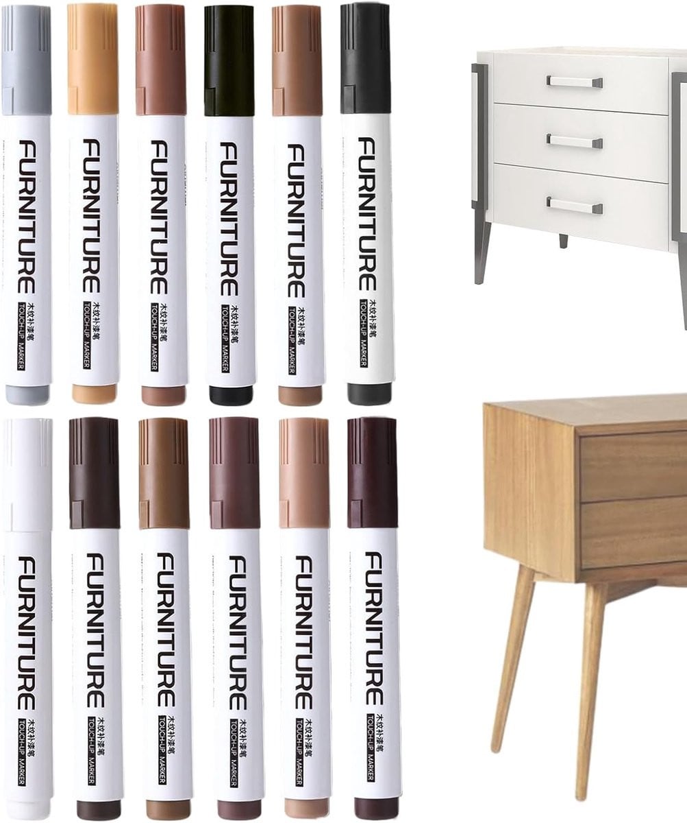 Meubel Reparatie Markers Set met 12 Diverse Houttinten voor Kras Herstel