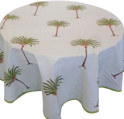 Decor Mantra Round Tablecloth- Palm Tree Green