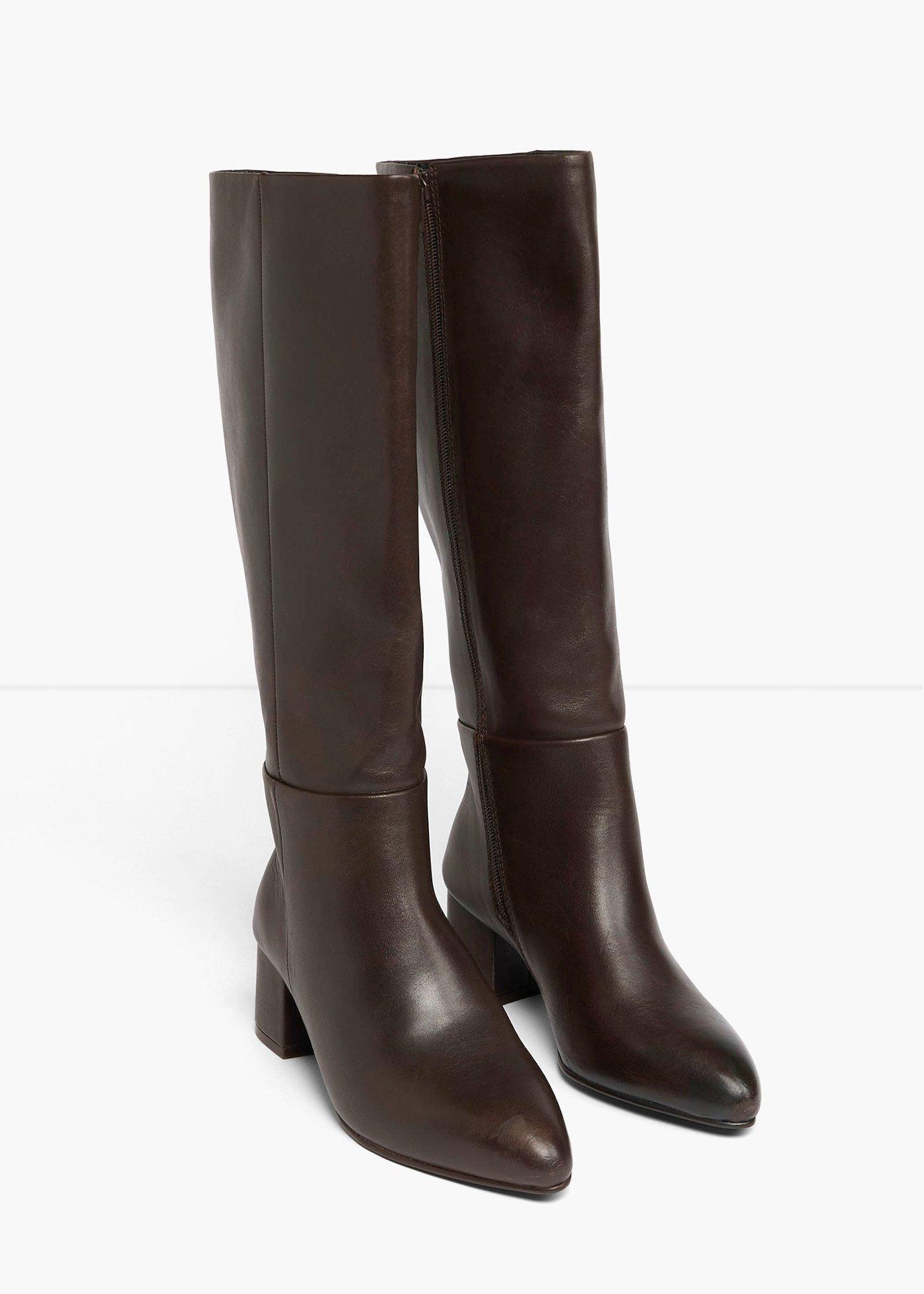bonprix Stiefel aus Leder, braun, Gr.41, Vielseitig kombinierbarer Absatz-Stiefel aus Leder, aus Nappaleder