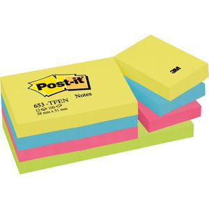 Post-it Haftnotizen Notes, Active Collection, bunt, 38 x 51mm, selbstklebend, 12x 100 Blatt