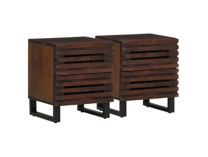 YUTAASU Nachttische 2 STK. 40x34x46 cm Massivholz Mango 2 Schubladen, Stabile Beine, Viel Stauraum, Einzigartige Holzmaserung