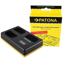 PATONA USB Triple Ladegerät für Canon LP-E6 EOS 5D 60D 60Da 6D 7D EOS70D EOS-70D LP-E6 Mark II inkl. USB Type C Kabel