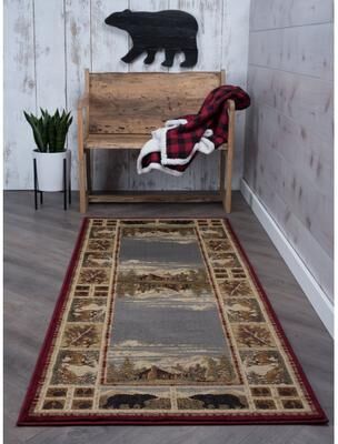 Alise Rugs Natural Lodge Novelty Graphic Indoor Area Rug