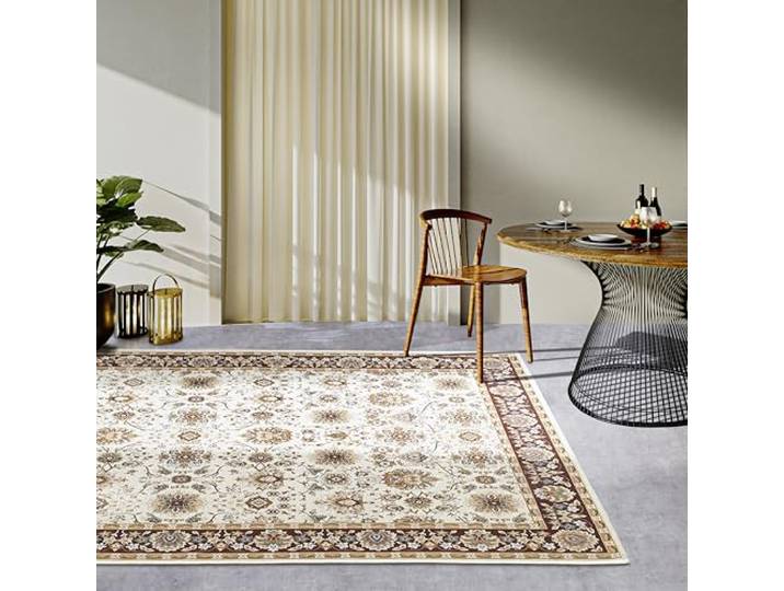 Villeroy & Boch Nicolas In- & Outdoor Teppich Orientalisch - Orient Flachgewebe, Orientalisches Design Klassisch, ÖKO-TEX Wetterfest & UV-beständig, Balkon, Terrasse, Garten – Creme Braun, 200x285cm