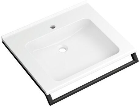 Hewi Mineralguss-Waschtisch 950.19.070DC 65x58cm, mit Haltegriff 65cm, weiß, schwarz tiefmatt