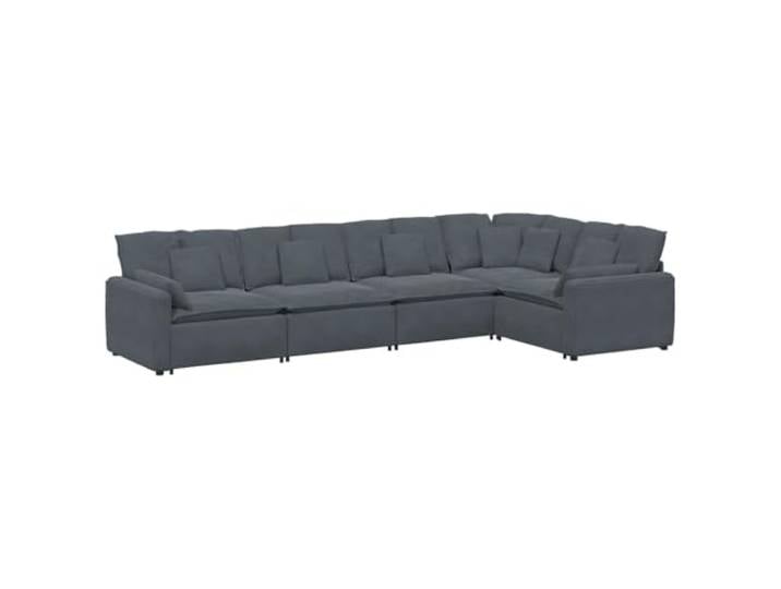 Makastle Modulares Sofa Couch mit Kissen Samt Dunkelgrau