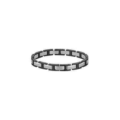 Gliederarmband BOSS "NOLAN", edelstahlfarben, schwarz, Armbänder, Herren, 19cm, Edelstahl, Gliederarmband