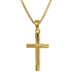 trendor 75438 Kreuz-Anhänger Gold 750 / 18K mit goldplattierter Kette, 45 cm