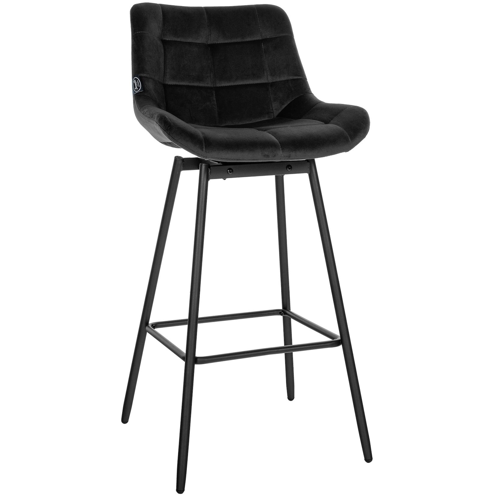 CLP Barhocker Weston Schwenkbar Samt Farbe: schwarz, Material: Samt
