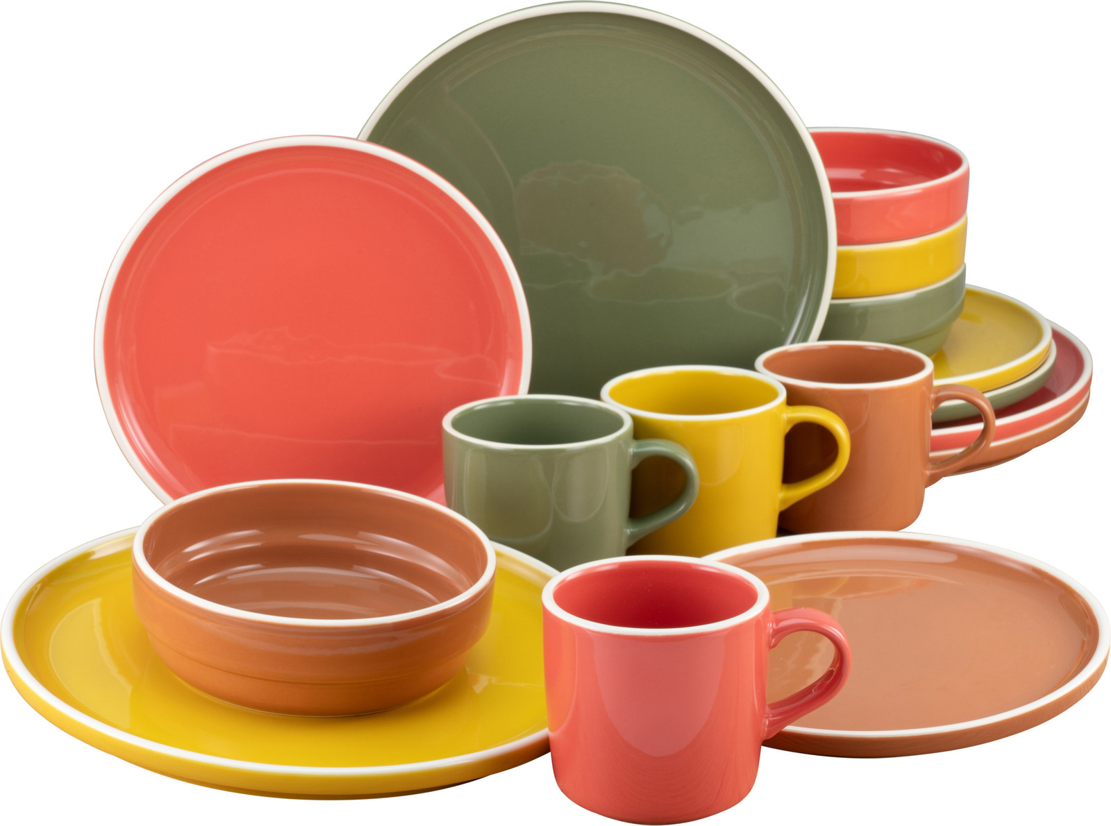 CreaTable Indian Summer servieset voor 4 personen, 16-delig multifunctioneel steengoed in multicolor
