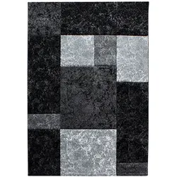 Carpetsale24 Teppich 120x170 cm – Kurzflor Konturenschnitt in Schwarz Grau Weiß – Kariertes Design, für Wohnzimmer, Schlafzimmer, Esszimmer