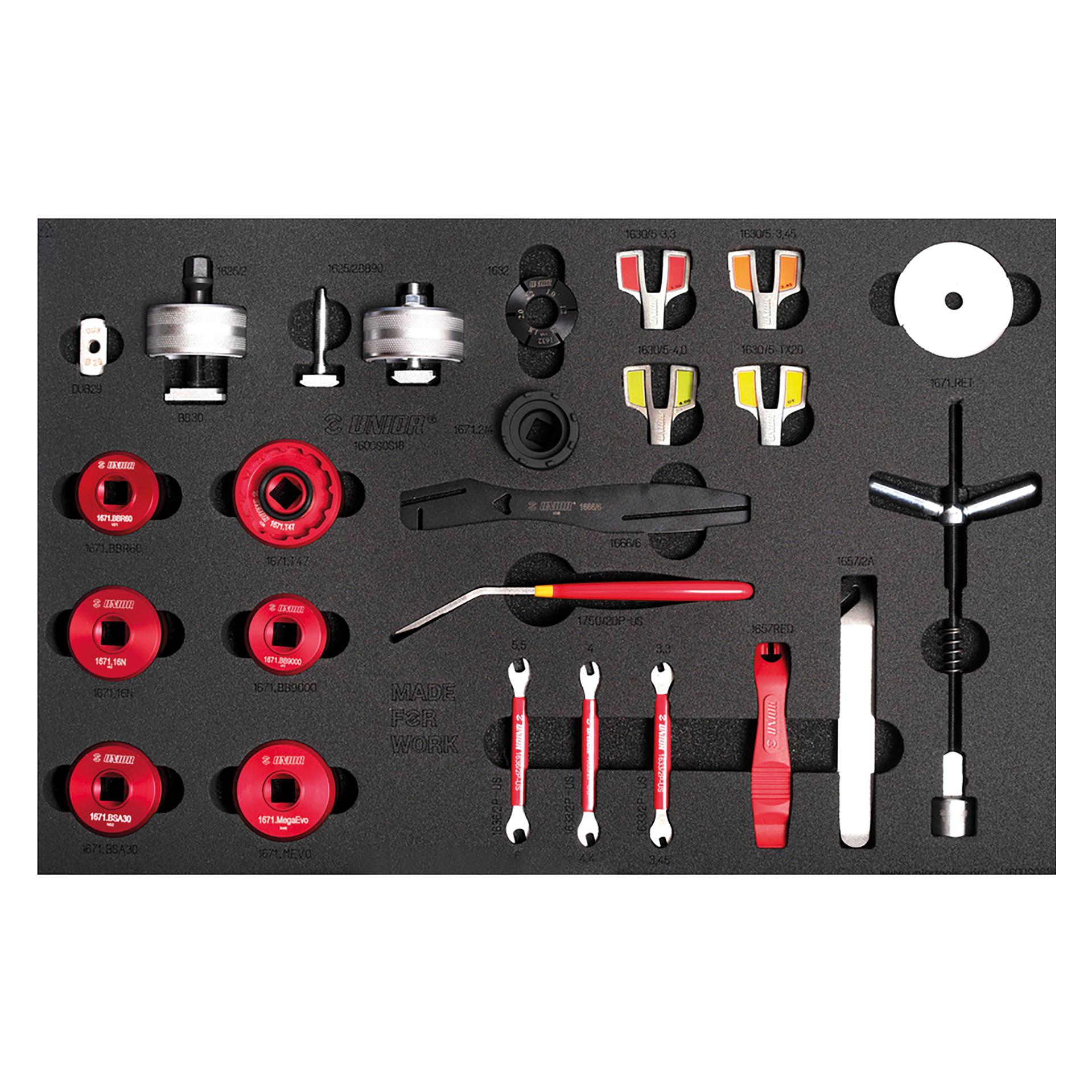 Unior 1600SOS26 Werkzeugset 24-tlg., SOS-Modul schmal, 364x564mm, red (60488763)