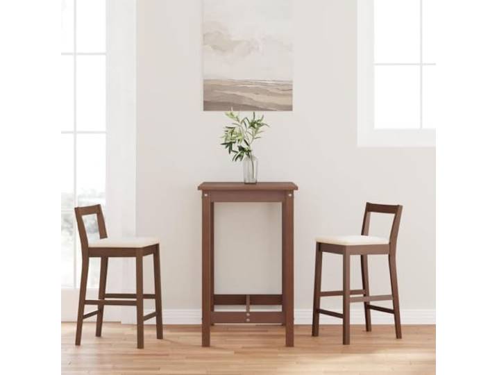 TEKGHUT Barhocker mit Rückenlehne 2er Set Massivholz Braun Mit Kissen, Ergonomisches Design, Stoßfest, Langlebig, Für Esszimmer und Wohnzimmer
