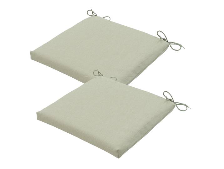 Stuhlkissen Outdoor 2er-Set Bändchen, Sitzkissen wasserabweisend, beige, je 40 x 40 cm