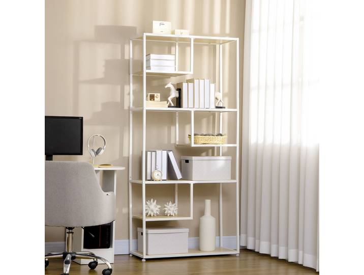 HOMCOM Bibliothèque 7 Niveaux Industriel Chêne 180cm