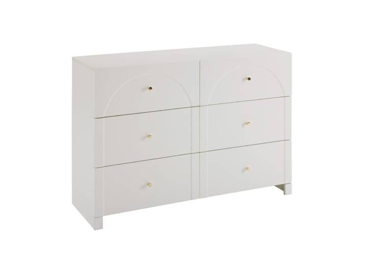 Commode en panneau de particules avec 6 tiroirs blanc 120x40x82 cm