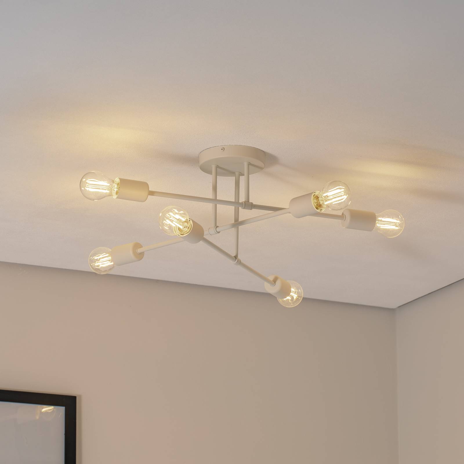 Deckenlampe Cambridge HELAM, dimmbar, creme / amber, für Wohn- / Esszimmer, Metall, Deckenlampe