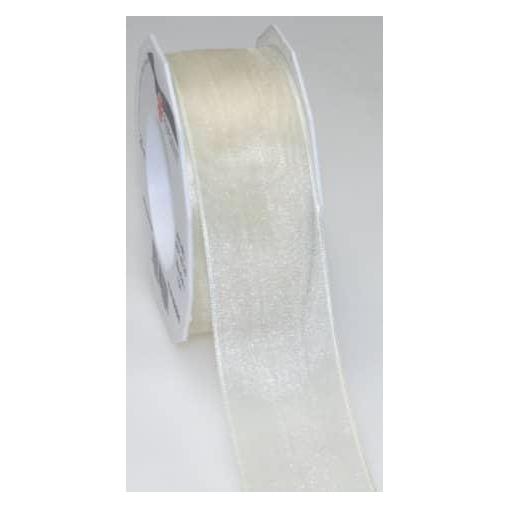 Präsent Band mit Drahtkante, créme, 25-m-Rolle 40 mm (1x) (607 40 25-104)