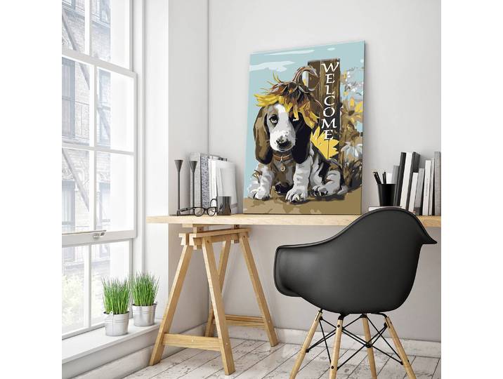 Peinture par numéro - Dog & Sunflowers Lin Multicolore 40 x 50cm