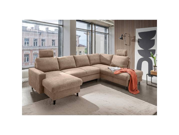 Livetastic Wohnlandschaft Passione, Hellbraun, Holz, Buche, Uni, 6-Sitzer, U-Form, 305x200 cm, Made in EU, Rücken echt, Wohnzimmer, Sofas & Couches, Wohnlandschaften, Wohnlandschaft U-Form