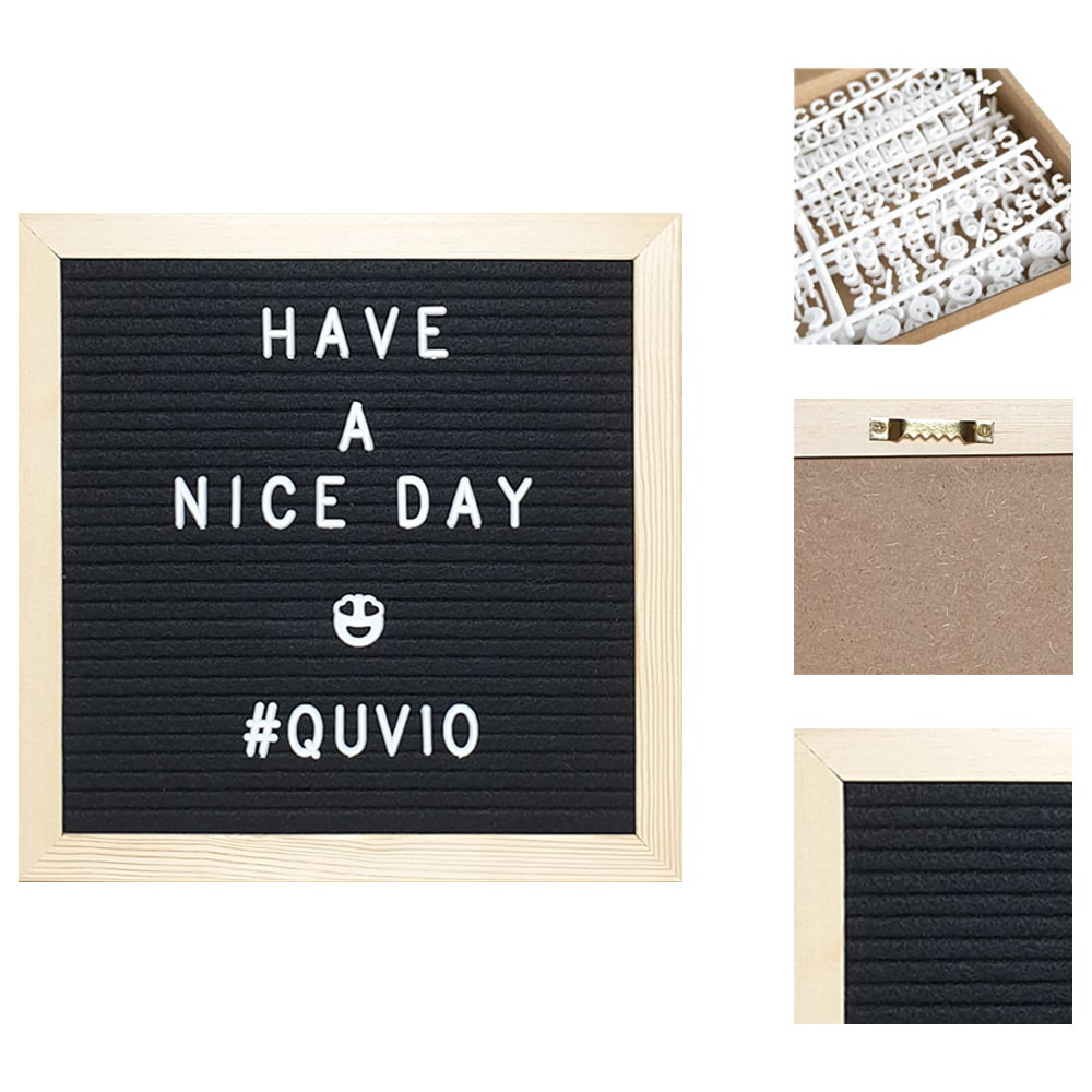 QUVIO Letterbord voor op tafel met 460 letters, cijfers en symbolen van hout en vilt