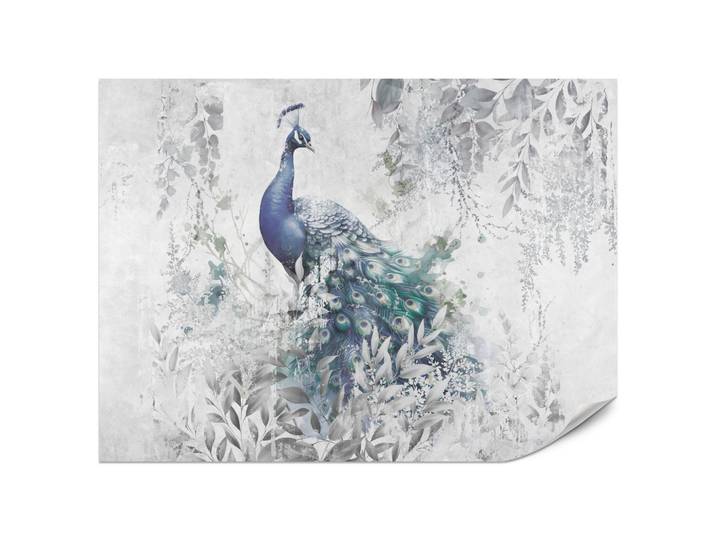 FOTOTAPETE für Schlafzimmer Abstrakte Vogel Pfau Beton Blätter 200x140