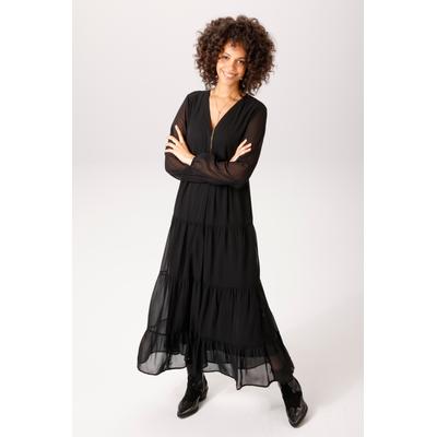 Maxikleid ANISTON CASUAL, Damen, Gr. 46, N-Gr, schwarz, Georgette, Obermaterial: 100% Polyester. Futter: 100% Polyester, unifarben, figurumspielend knöchelfrei, V-Ausschnitt, elastischer Bund mit Gummizug, Kleider Maxikleid, in trendiger Farbpalette...