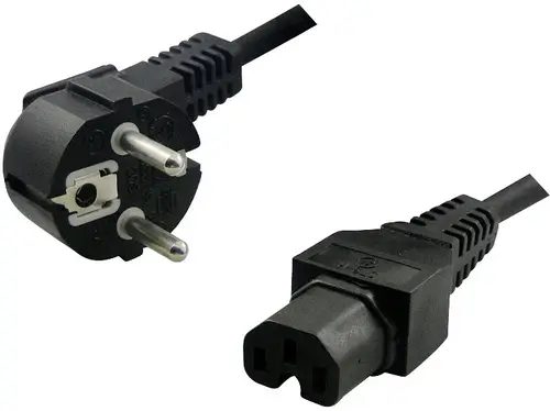 LogiLink Strom Anschlusskabel [1x Schutzkontakt-Winkelstecker - 1x Kaltgeräte-Buchse C15] 2.00m Schwarz