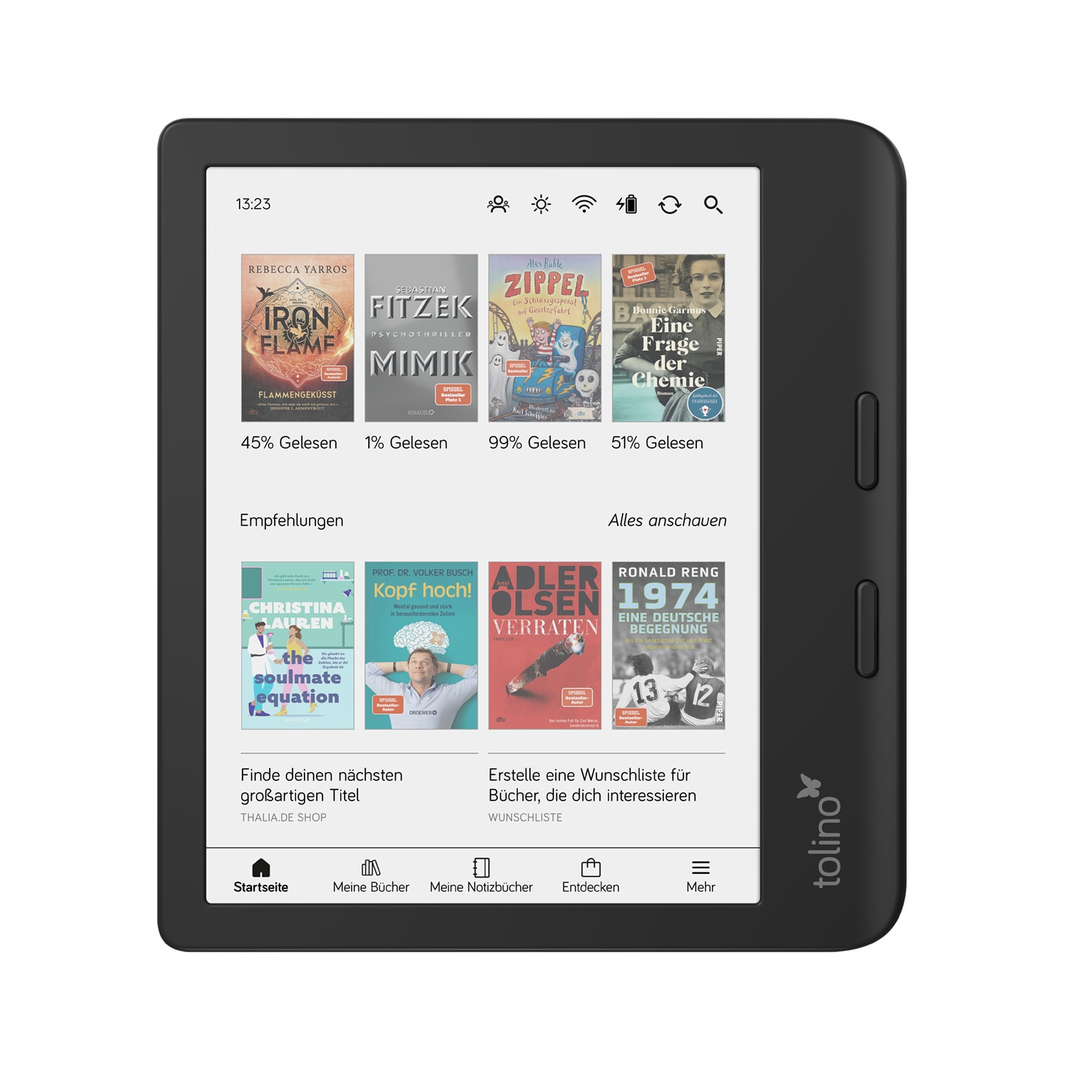 Thalia tolino vision color eBook-Reader; 7"-E-Ink-Farb-Display schwarz