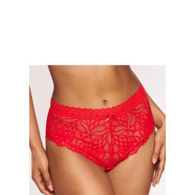 Slip LASCANA "Cara", Damen, Gr. 48/50, rot, Spitze, Obermaterial: 87% Polyamid, 13% Elasthan, körpernah, Unterhosen Slip, aus dezent transparenter Spitze, anteilig aus recyceltem Material