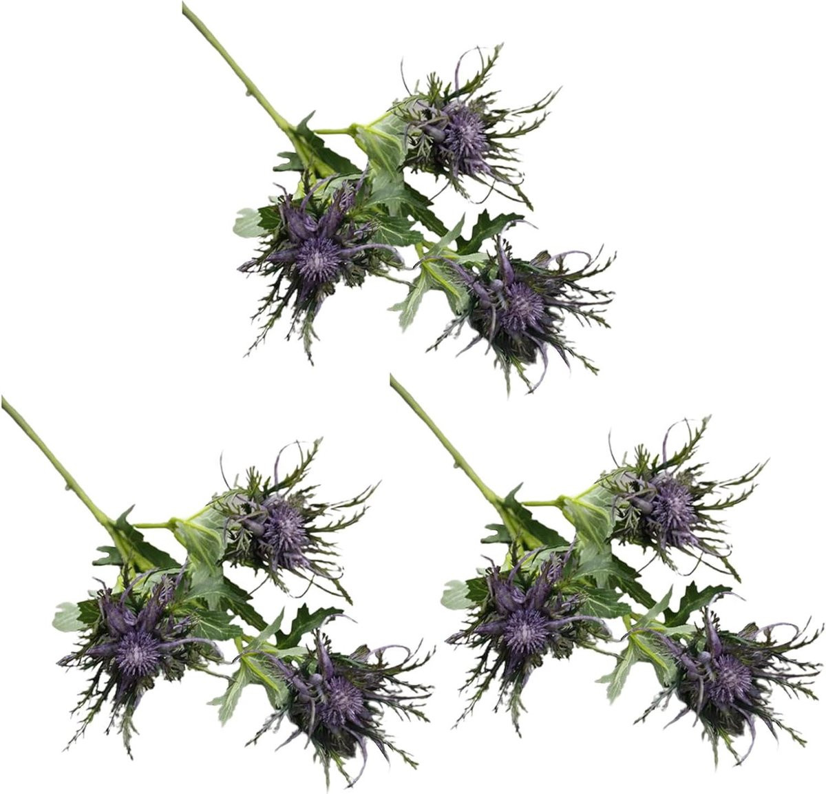 Paarse Kunstmatige Distel Bloem - Nep Eryngium Boeket van Levensechte Zijde - 67 cm per tak