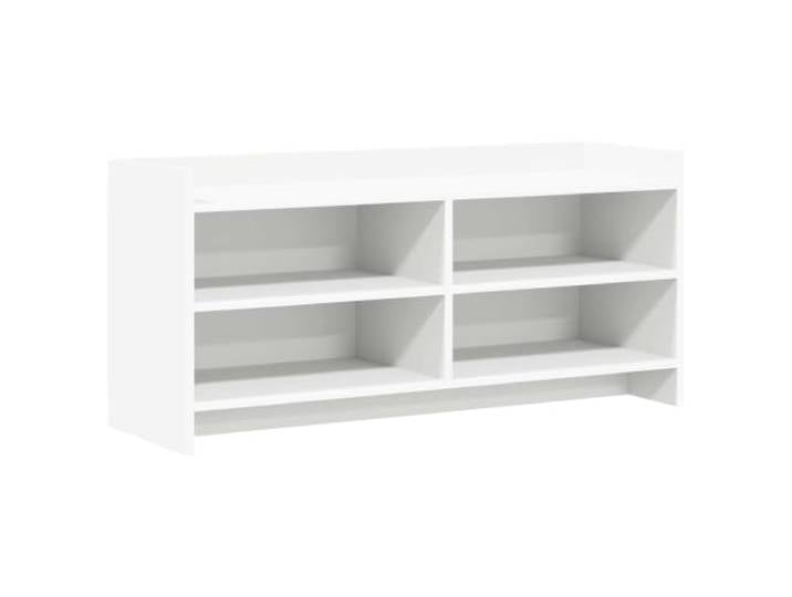 Foknhdi TV-Schrank 100x33x47 cm Weiß Lowboard TV Board mit Fächern Kompaktes Lowboard für Wohnzimmer und Schlafzimmer mit 4 offenen Fächern für Mediengeräte und Zubehör.