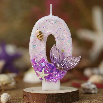 Inspired Living Mermaid Tail Number Birthday Cake Candles With Starfish For Under The Sea Party Decor
