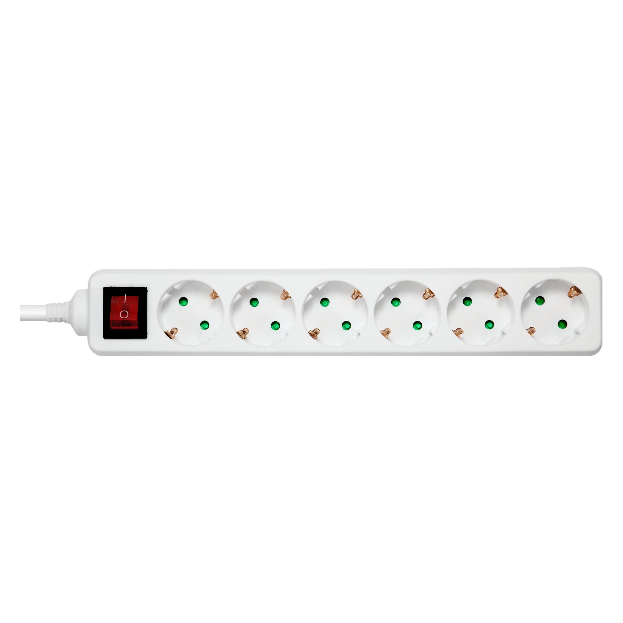 Deltaco GT-0652 power extension 6 AC outlet(s) Indoor White (6x, CEE 7/3, 5 m) (GT-0652)