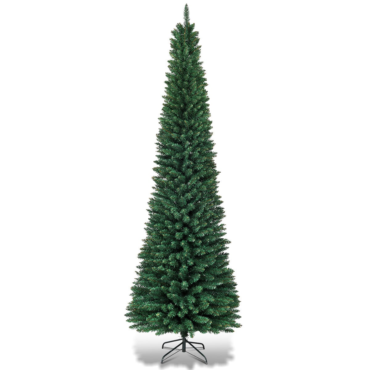 Costway Kunstmatige Kerstboom met Metalen Standaard, Groen, 270 cm