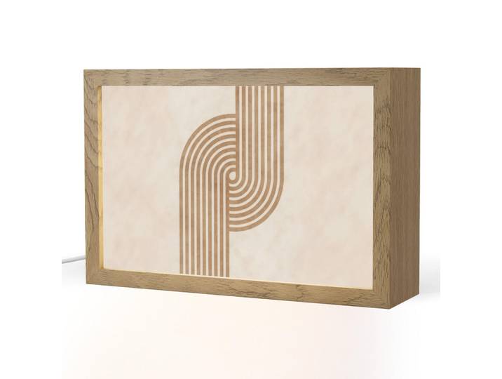 OnlyWow Tischleuchte - Symmetrische Biegung - kupferfarbig - 30x20 cm, Cappuccino, Holzwerkstoff, Rechteckig, LED integriert, 30x20x8 cm, Lampen & Leuchten, Innenbeleuchtung, Tischlampen