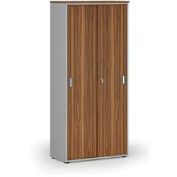 Schrank mit Schiebetür PRIMO GRAY, 800 x 420 x 1781 mm, grau/Nussbaum