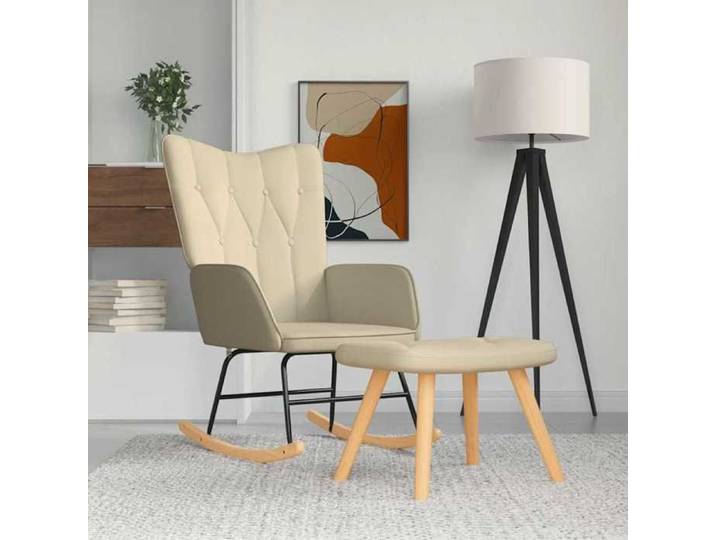 Chaise à bascule - SWEETY - avec repose-pied Crème Tissu - L 61xP 78xH 98 cm EU3123