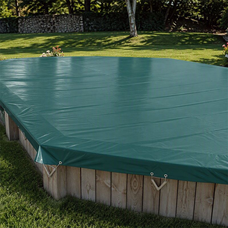 Bâche d'hivernage verte pour piscine Sunbay octogonale allongée - Safran et Kariba 6,37 x 4,12m octogonale allongée