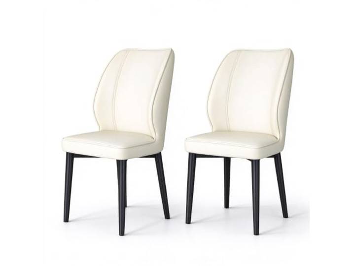 Minimalistischer Esszimmer-Akzentstuhl, Stuhl aus PU-Leder PU-Leder, dichtes Rückprallkissen, solide Stütze aus Kohlenstoffstahl, ideal for gewerbliche Cafés(White,2ps)