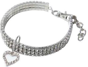 Inspire Select Adjustable Anti Strangling Cat Collar Necklace Decorative Pet Collar For Cats, Kittens & Small Dogs white l
